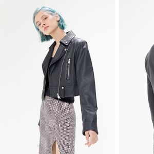 UO Faux Leather Cropped Moto Jacket